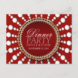 Carte d'invitation à un dîner sur le thème Rouge &