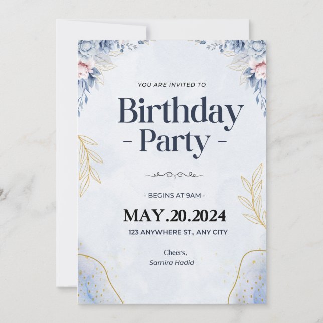 Carte d'invitation à une fête d'anniversaire (Dos)