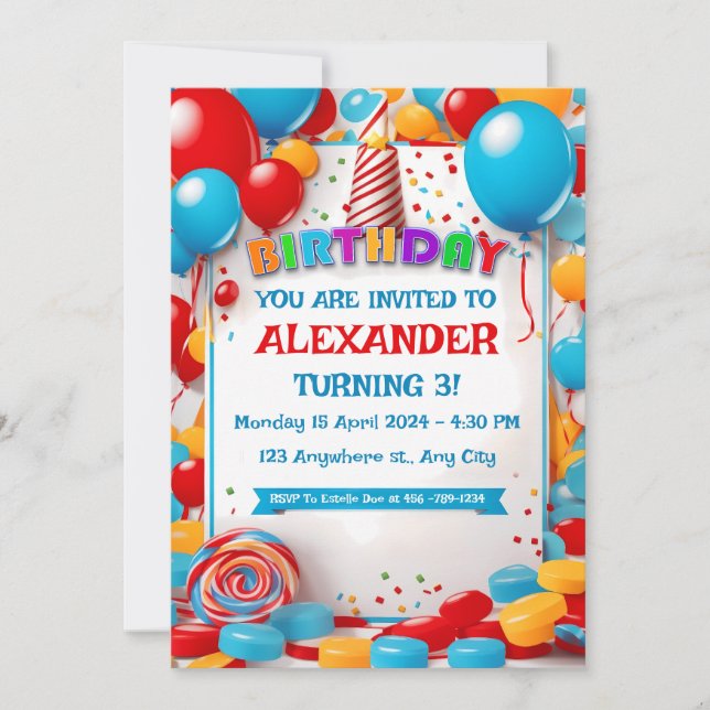 Carte d'invitation Anniversaire de enfant (Devant)