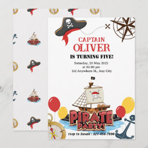 Carte d'invitation Anniversaire du navire marin pi