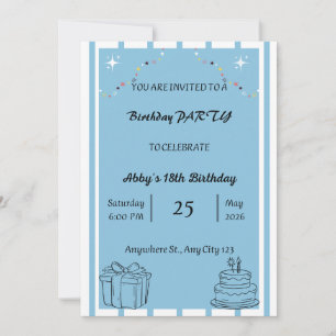 Carte d'invitation anniversaire imprimable, modifi