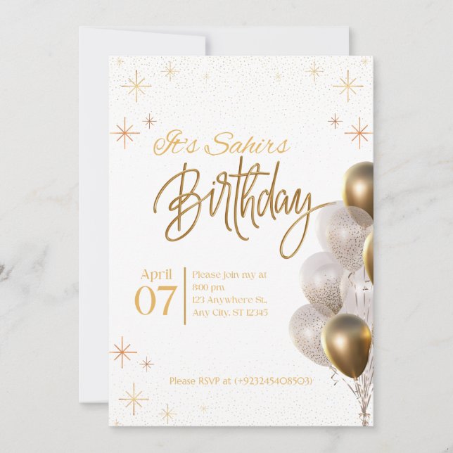 Carte d'invitation anniversaire modifiable (Devant)