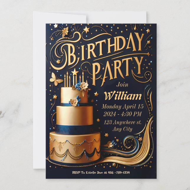 Carte d'invitation anniversaire pour Lui (Devant)