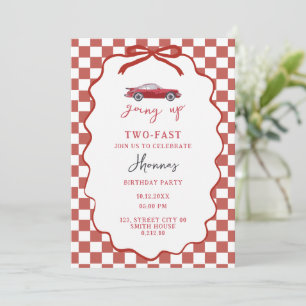 Carte d'invitation anniversaire rétro rouge Growin