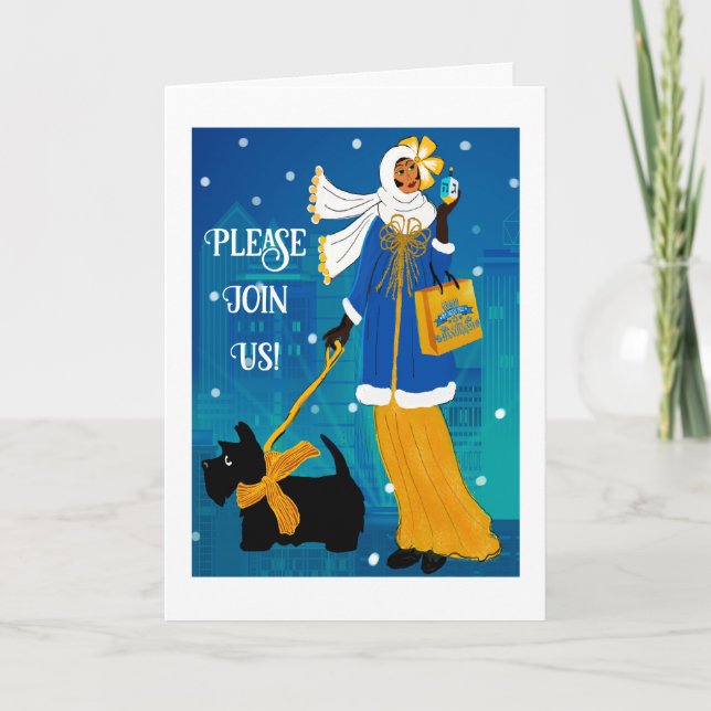 Carte d'invitation Art Nouveau Retro Hanoukka (Devant)