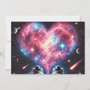 Carte d'invitation Astronaute Amour Cosmique