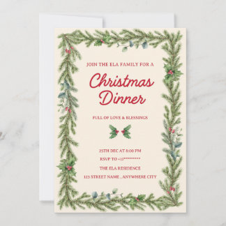 Carte d'invitation au dîner de Noël