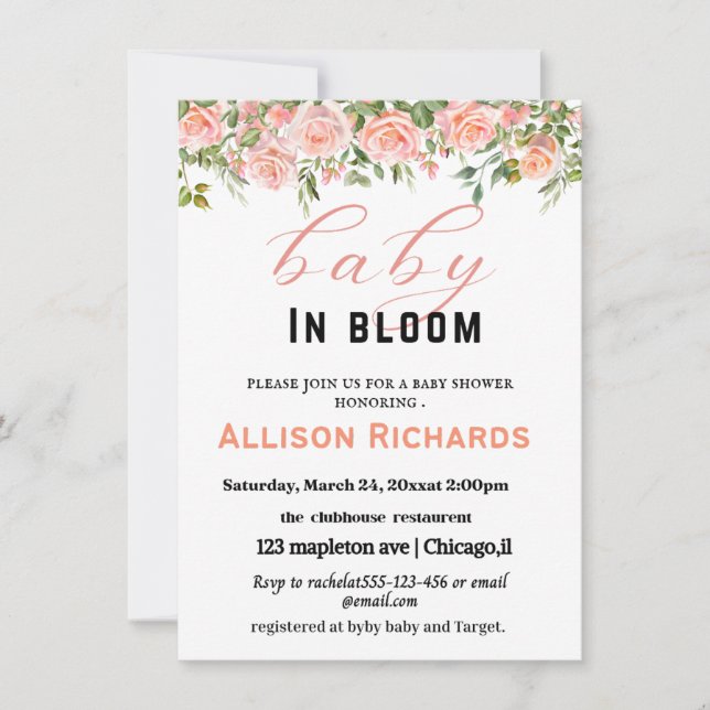 Carte d'invitation baby shower (Devant)