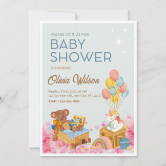 Carte d'invitation Baby shower aquarelle
