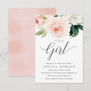 Carte d'invitation Baby shower Blushing Blooms
