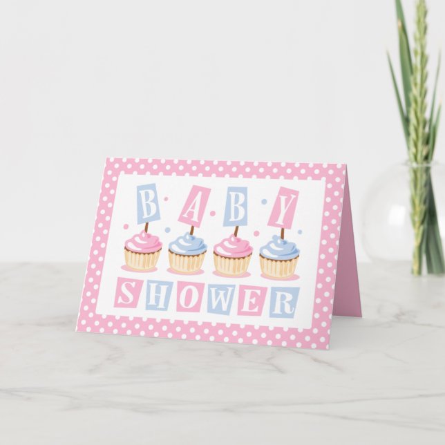 Carte d'invitation Baby shower Cupcake (Devant)