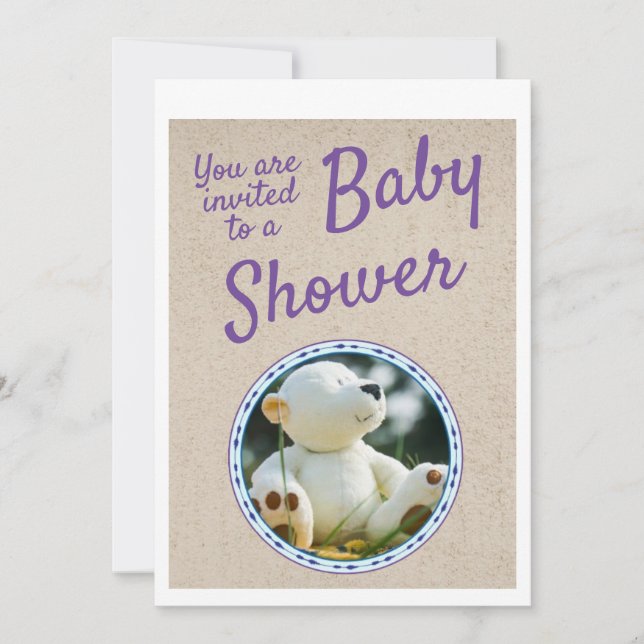 Carte d'invitation Baby shower d'ours en peluche a (Devant)