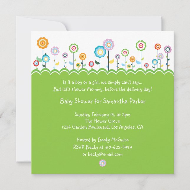Carte d'invitation Baby shower Garden Party (Devant)