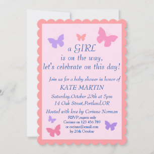 Carte d'invitation baby shower pour fille