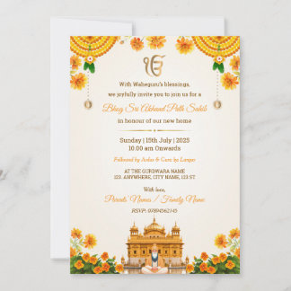 Carte d'invitation Bhog Sri Akhand Path Sahib