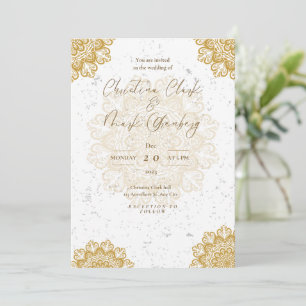 Carte d'invitation blanche Golden Modern