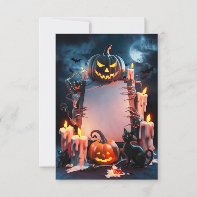 Carte d'invitation blanche Halloween (Devant)