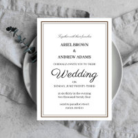 Carte d'invitation blanche mariage classique
