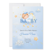 Carte d'invitation Bleue Baby shower