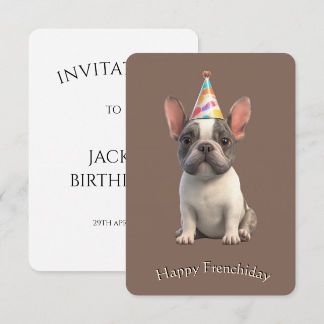 Carte d'invitation Bouledogue français (Devant / Derrière)