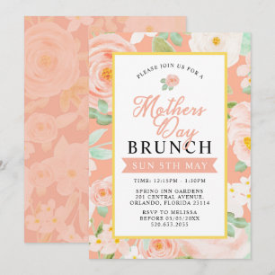 Carte d'invitation Brunch Fête des Mères Rose Flor