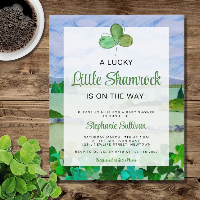 Carte d'invitation Budget Shamrock pour Baby Showe (Créateur téléchargé)