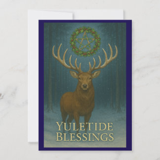 Carte d'invitation cerf de Noël Yuletide Blessings