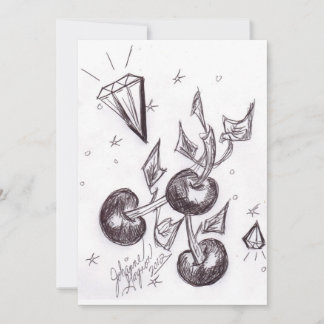 Carte d'invitation Cerises et Diamants