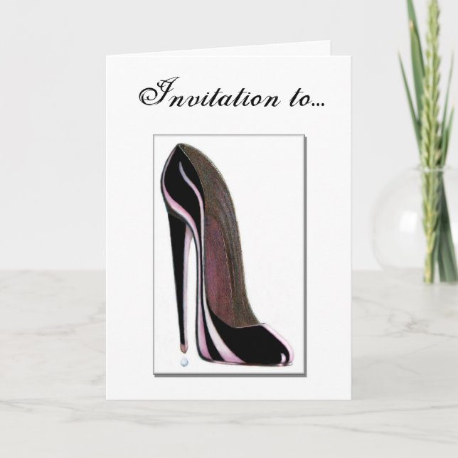 Carte d'invitation - chaussure en pierre noire (Devant)