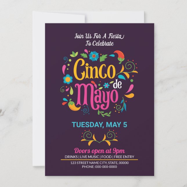 Carte d'invitation Cinco De Mayo (Devant)