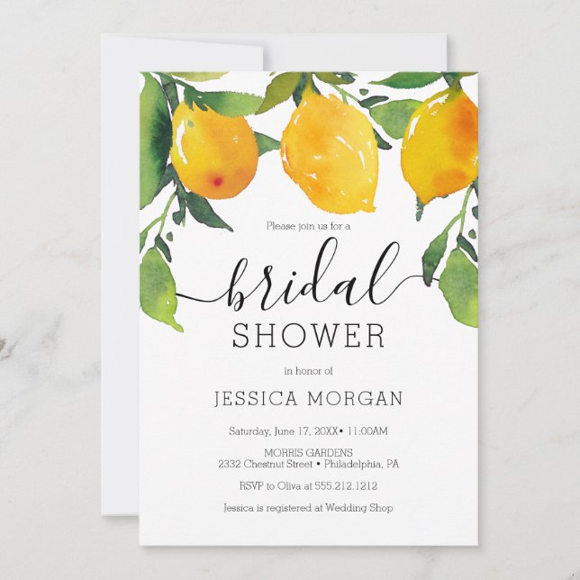 Carte d'invitation Citrus citron nuptiale douche (Devant)
