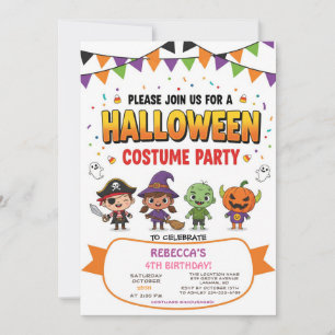 Carte d'invitation Costume d'Halloween pour les en