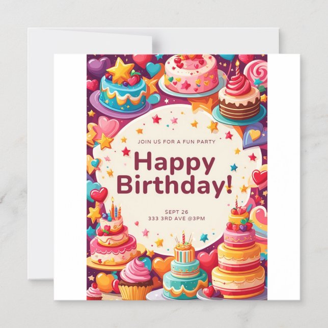 CARTE D'INVITATION D'ANNIVERSAIRE (Recto)