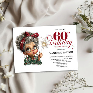 Carte d'invitation d'anniversaire 60 ans humour fe