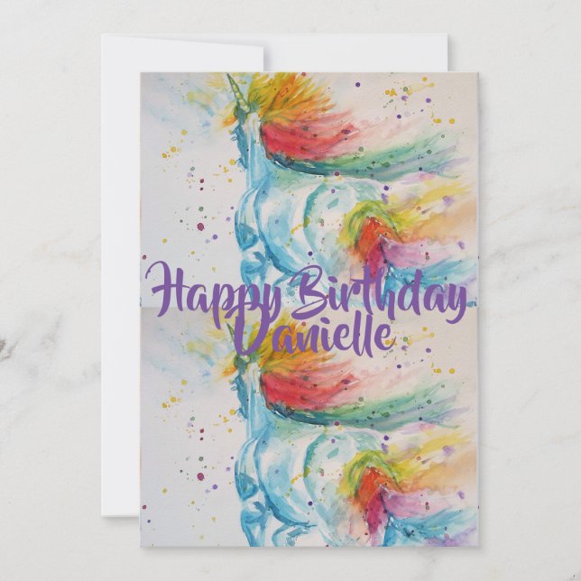 Carte d'invitation d'anniversaire à l'aquarelle d' (Devant)