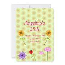 Carte d'invitation d'anniversaire avec fleurs