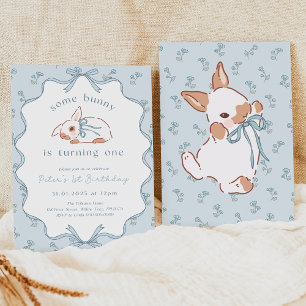 Carte d'invitation d'anniversaire Blue Coquette. S