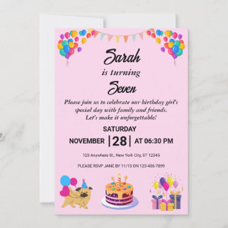 Carte d'invitation d'anniversaire brillante et gai