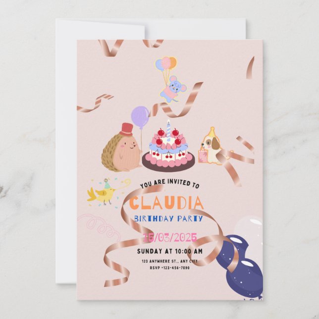 carte d'invitation d'anniversaire cloudia (Devant)