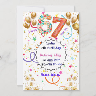 Carte d'invitation d'anniversaire colorée pour fil