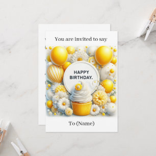 carte d'invitation d'anniversaire cupcake et ballo