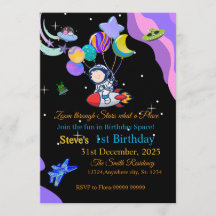 Carte d'invitation d'anniversaire dans l'espace |