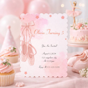 CARTE D'INVITATION D'ANNIVERSAIRE DE BALLERINE ROS