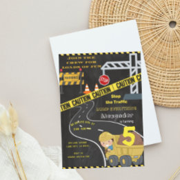 Carte d'invitation d'anniversaire de construction