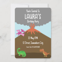 Carte d'invitation d'anniversaire de dinosaure de 