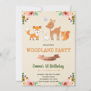 carte d'invitation d'anniversaire de forêt