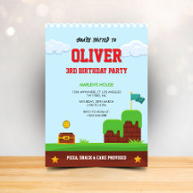 Carte d'invitation d'anniversaire de jeu vidéo col