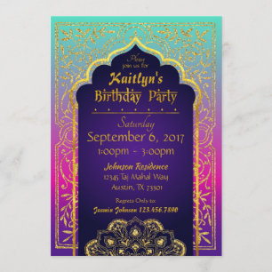 Carte d'invitation d'anniversaire de mille et une