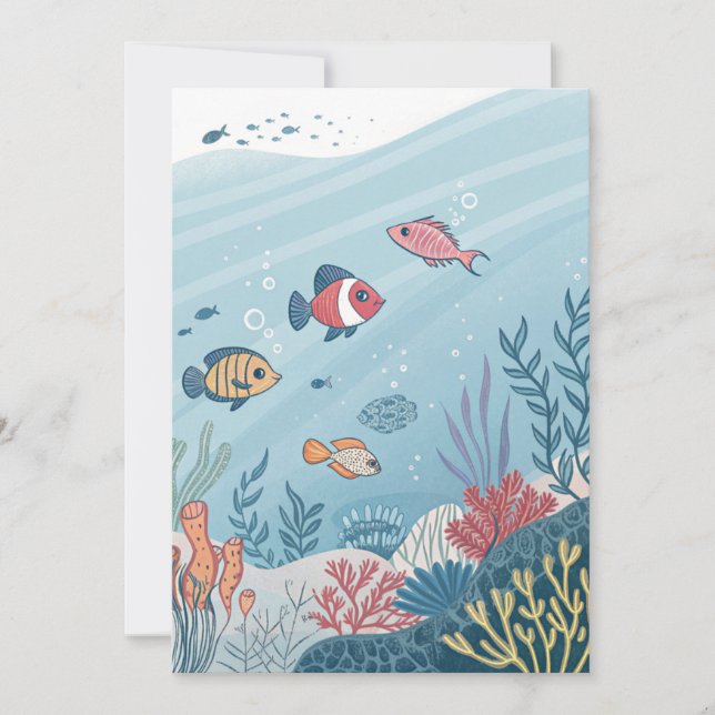 Carte d'invitation d'anniversaire de pêche (Devant)
