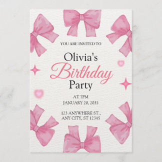 Carte d'invitation d'anniversaire élégante rose et